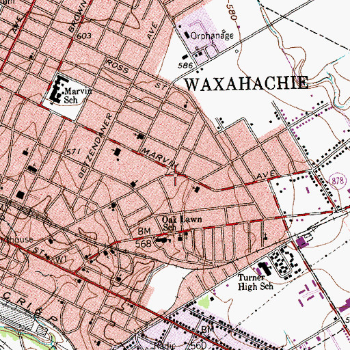 Topographic Map of House at 712 East Marvin, TX