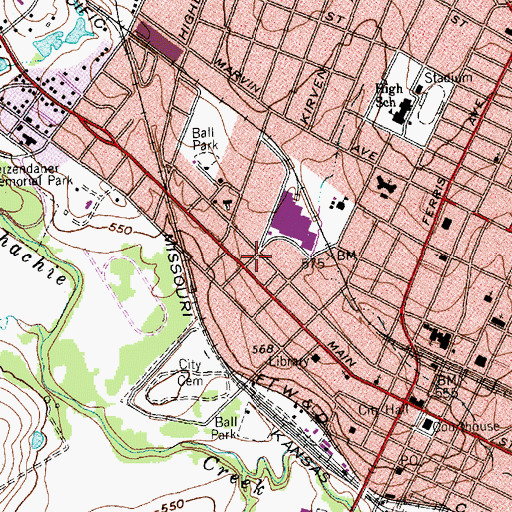 Topographic Map of House at 816 West Water, TX