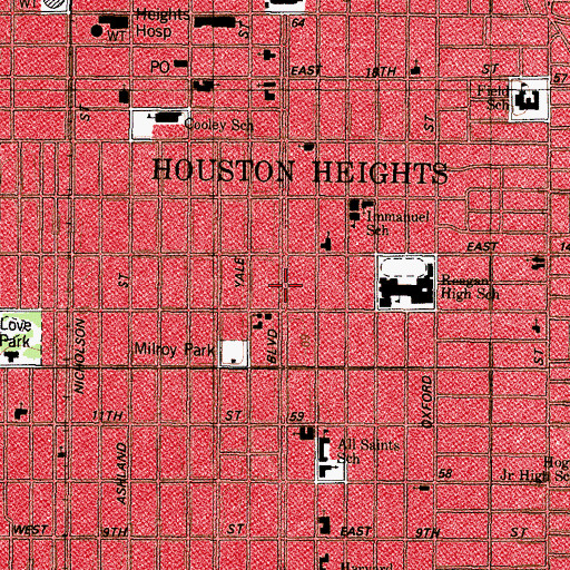 Topographic Map of Houston Public Library, TX