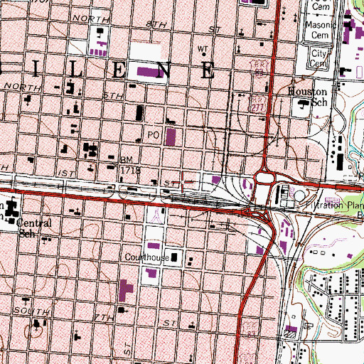 Topographic Map of Horace O Wooten Grocery Company Warehouse, TX