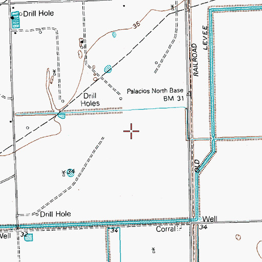 Topographic Map of Hotel Blessing, TX