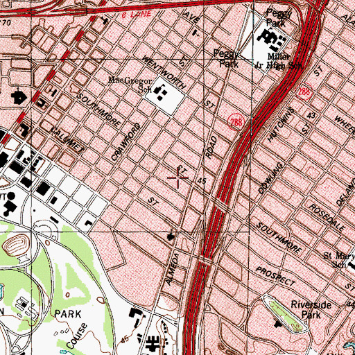 Topographic Map of Houston Turn-Verein Building, TX