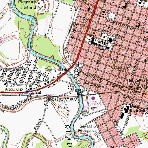 Topographic Map of Henry Shrader House, TX