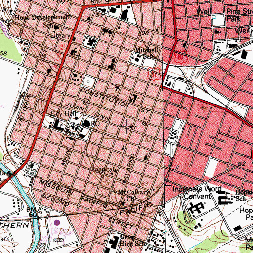 Topographic Map of Hiller House, TX