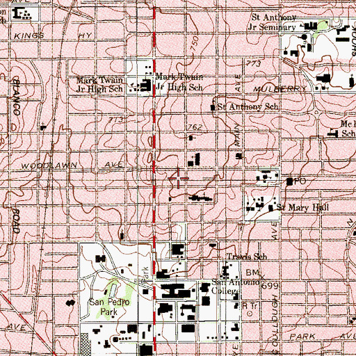Topographic Map of Hiram Partee House, TX