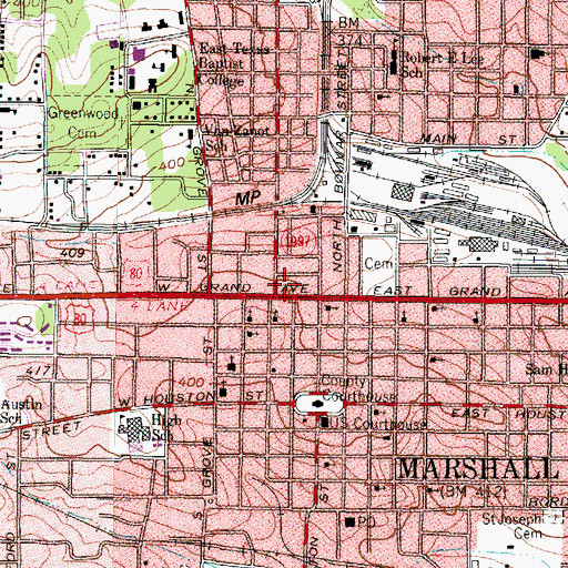 Topographic Map of Hochwald House, TX