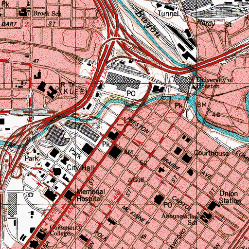 Topographic Map of Hogg Building, TX