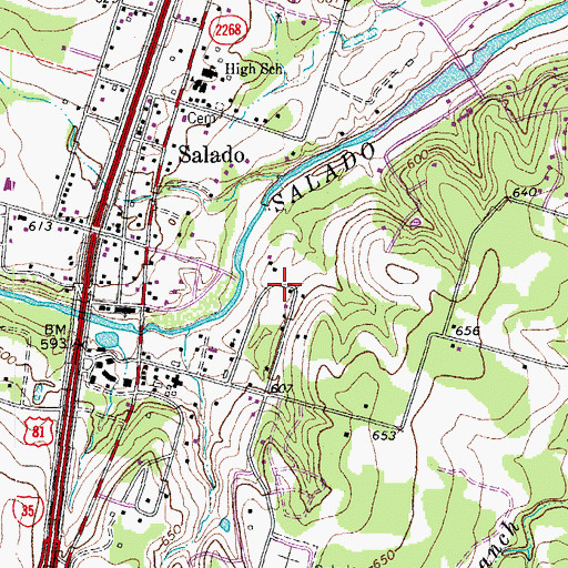 Topographic Map of Hendrickson-Caskey House, TX