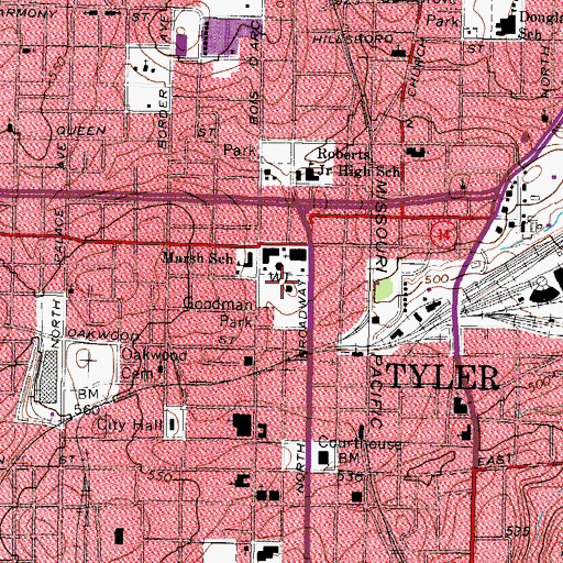 Topographic Map of Goodman-LeGrand House, TX
