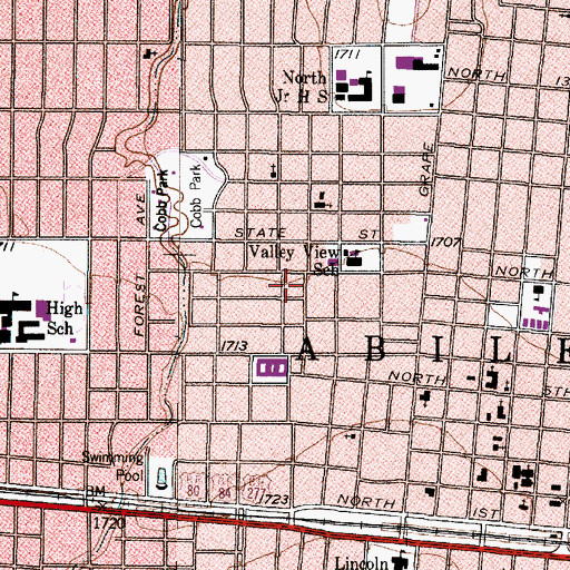 Topographic Map of George R Davis House, TX