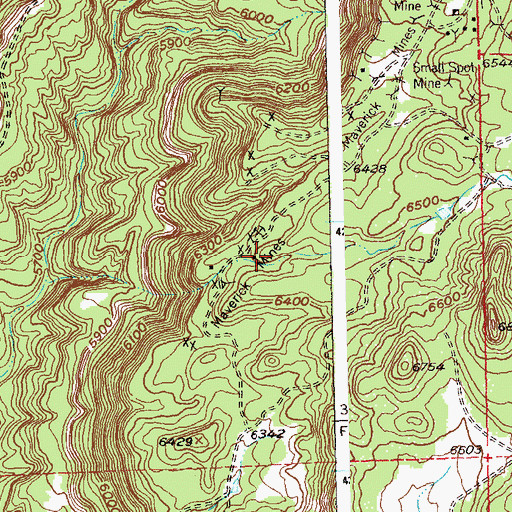 Topographic Map of Maverick Mines, CO