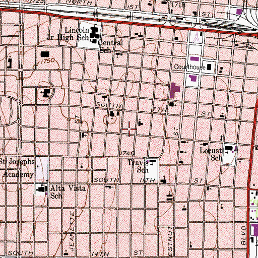 Topographic Map of George W and Lavina McDaniel House, TX