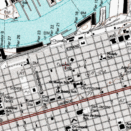 Topographic Map of Grand Opera House, TX