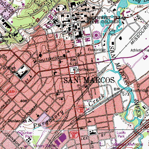 Topographic Map of Green and Faris Buildings, TX