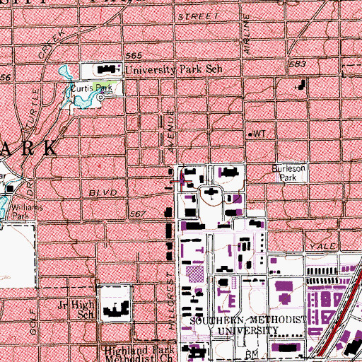 Topographic Map of Fred Florence Hall, TX