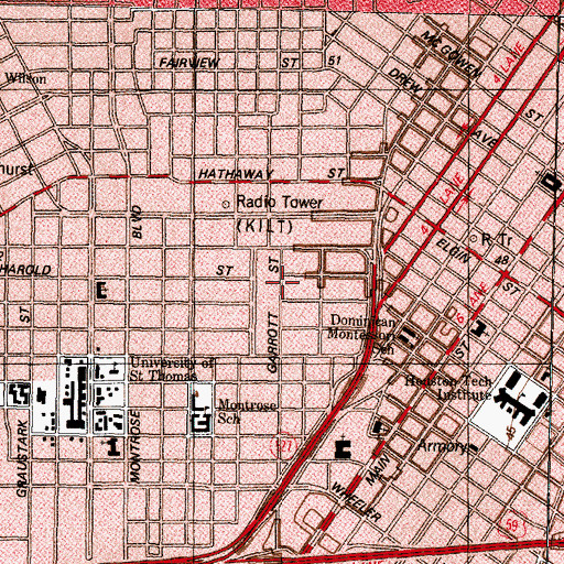 Topographic Map of Fred J Heyne House, TX