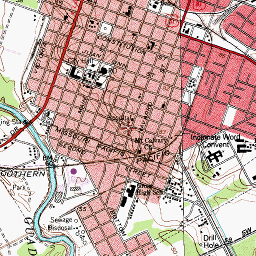 Topographic Map of Fred Urban House, TX
