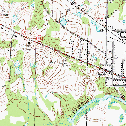 Topographic Map of Freeman Plantation House, TX