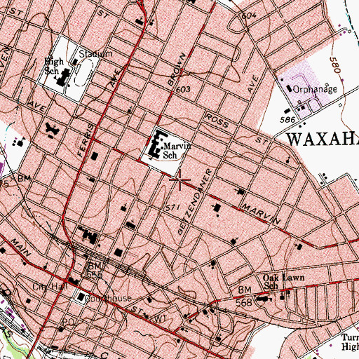 Topographic Map of G H Alderman House, TX