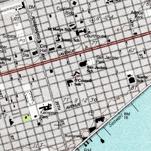 Topographic Map of Galveston Orphans Home, TX