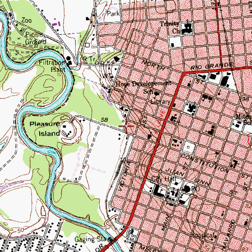 Topographic Map of George and Adele Hauschild House, TX