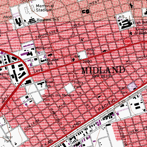 Topographic Map of Fred and Juliette Turner House, TX