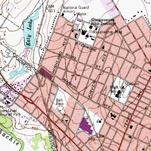 Topographic Map of George C Dillon House, TX