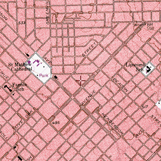 Topographic Map of George C Greer House, TX