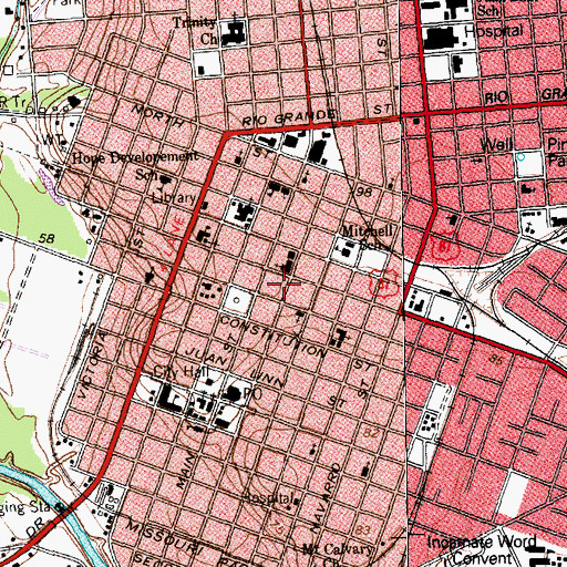 Topographic Map of George H Hauschild Building, TX