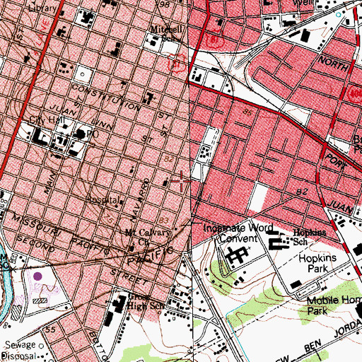 Topographic Map of Frank Alonso House, TX