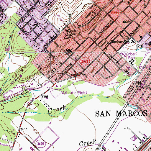 Topographic Map of South Hays Fire Department Company 1, TX