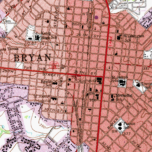 Topographic Map of First National Bank and Trust Building, TX