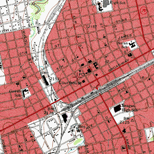 Topographic Map of First National Bank Building, TX