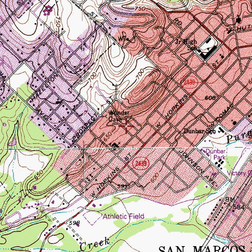 Topographic Map of Fisher Hall, TX