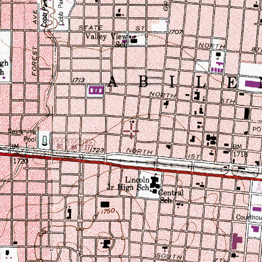 Topographic Map of Eugene L Finley House, TX