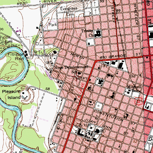 Topographic Map of F H Crain House, TX