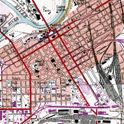 Topographic Map of F W Woolworth Building, TX