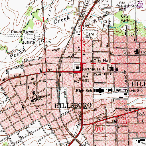 Topographic Map of Farmers National Bank, TX