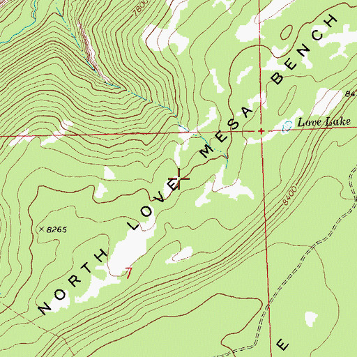 Topographic Map of North Love Mesa Bench, CO