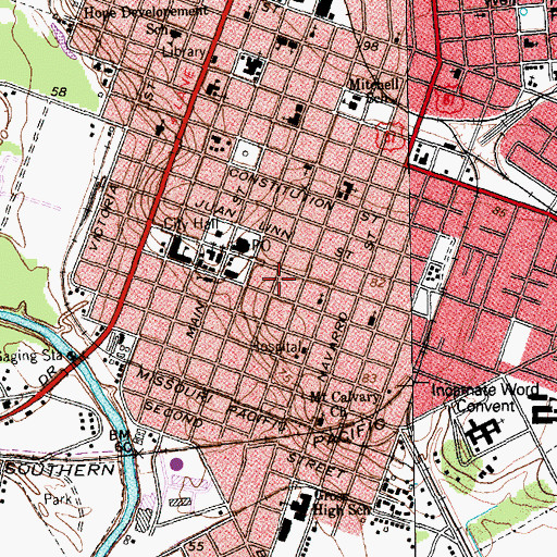 Topographic Map of E H D Bendt House, TX