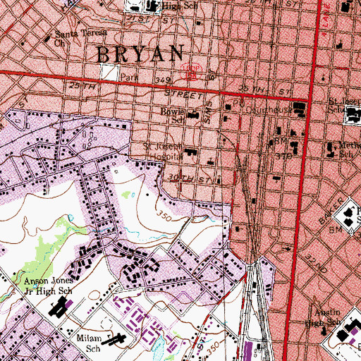 Topographic Map of E J Blazek House, TX