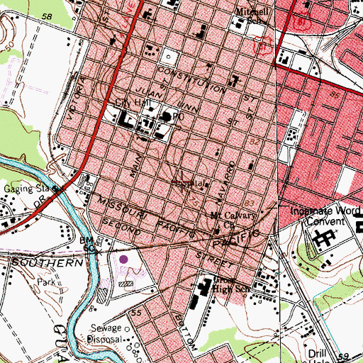 Topographic Map of E J Fossati House, TX