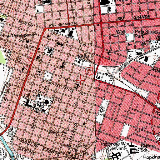 Topographic Map of E J Jecker House, TX