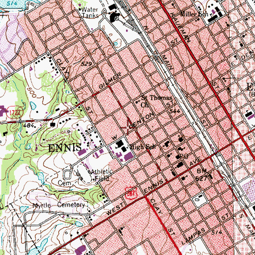 Topographic Map of E K Atwood House, TX