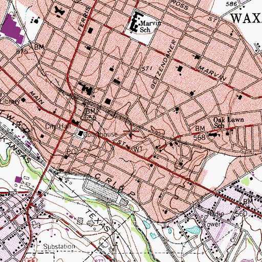 Topographic Map of E M Hines House, TX