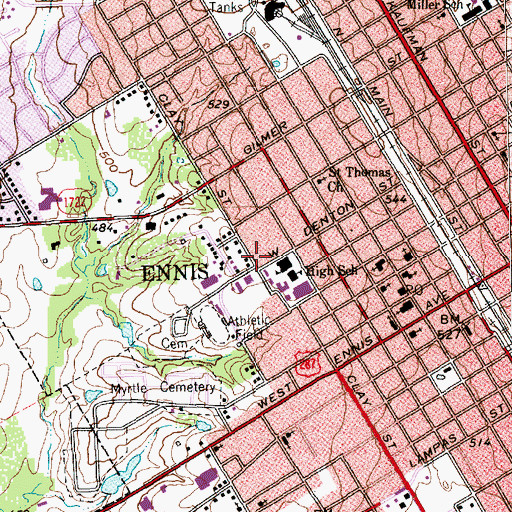 Topographic Map of E T Boren House, TX