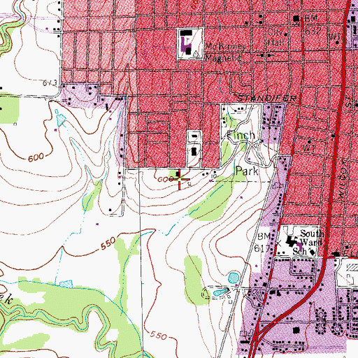Topographic Map of E W Kirkpatrick House and Barn, TX