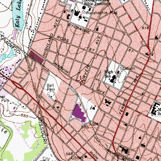 Topographic Map of E F Phillips House, TX