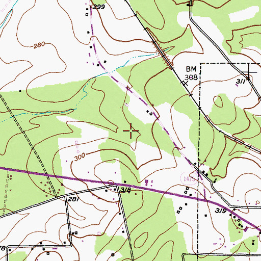 Topographic Map of Dunham Hill, TX