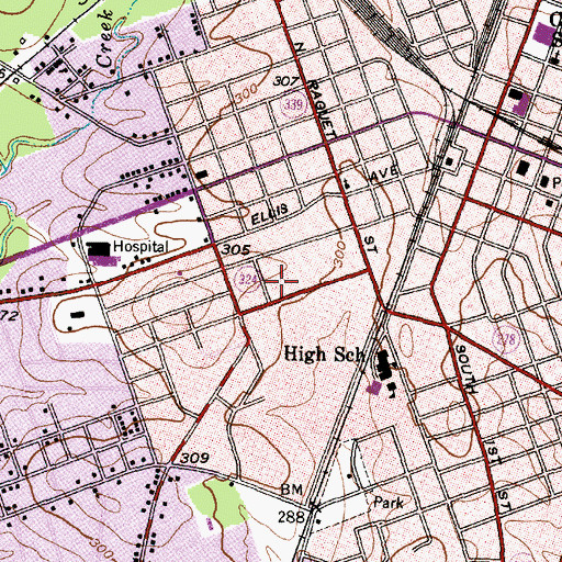 Topographic Map of Doctor Edward Percy-Abney House, TX